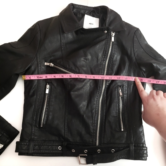 Mango MNG Faux Leather Black Jacket Size USA XXS - Picture 10 of 11